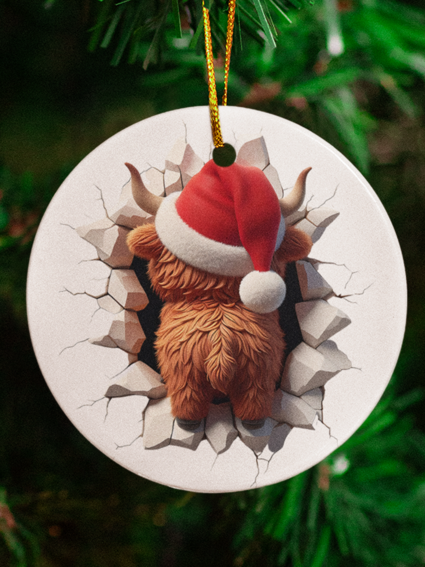 Highland Cow Christmas Ornament